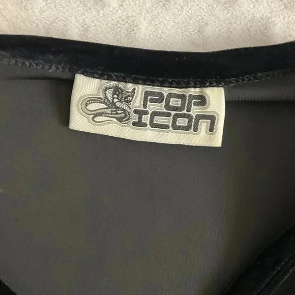 Pop Icon Womens XL Black Long Sleeve‎ Velour Top - Picture 2 of 5